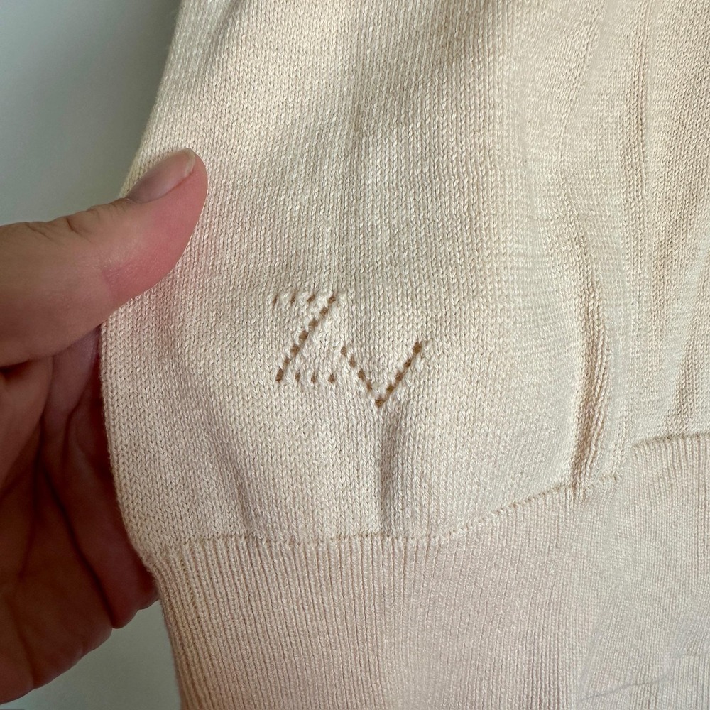 Zadig & Voltaire Sweater Womens Medium Cream V Neck Pullover Rhinestone Sleeve - Picture 3 of 10